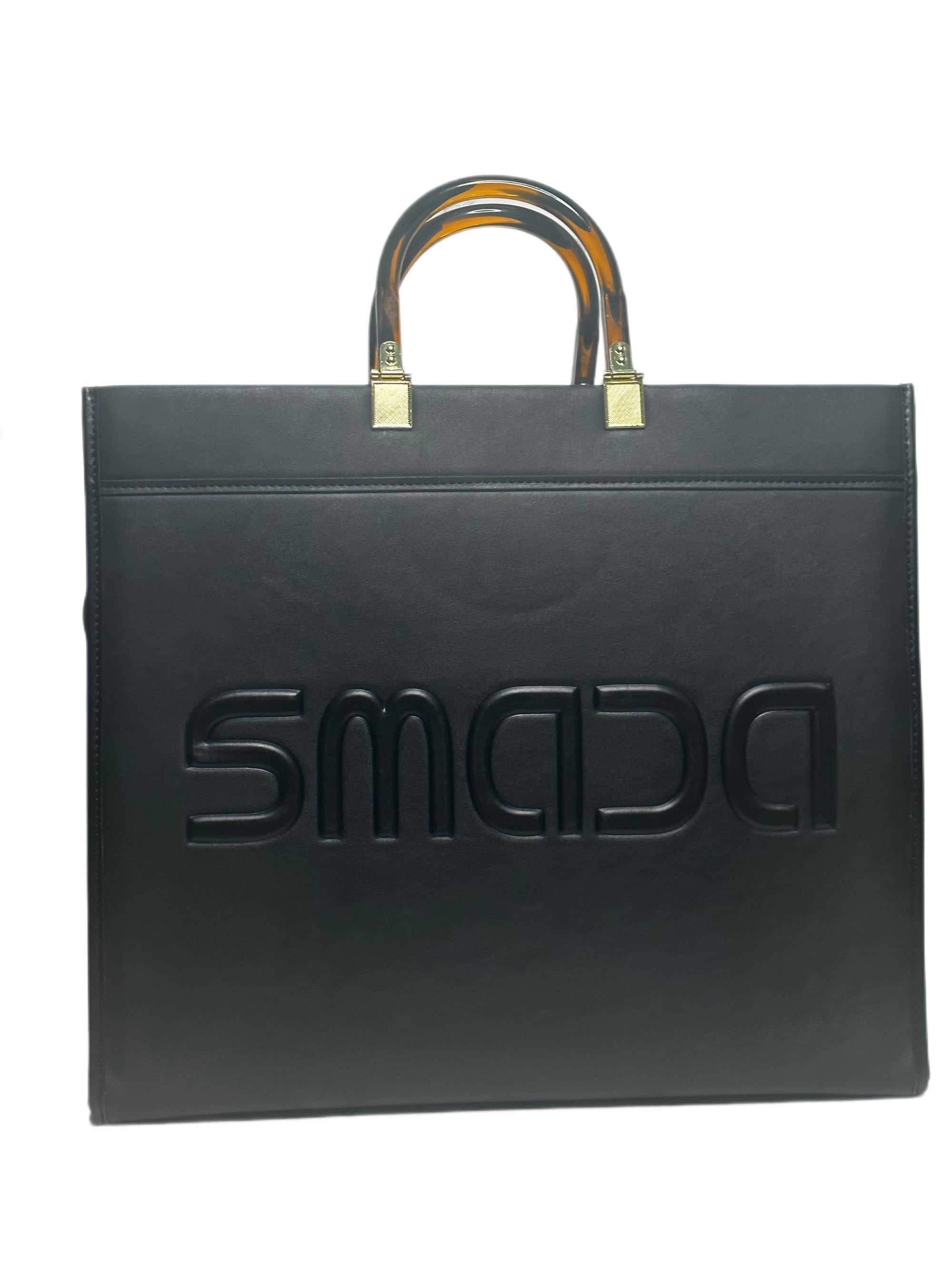 EMBOSSED SMADA LARGE BLACK BAG